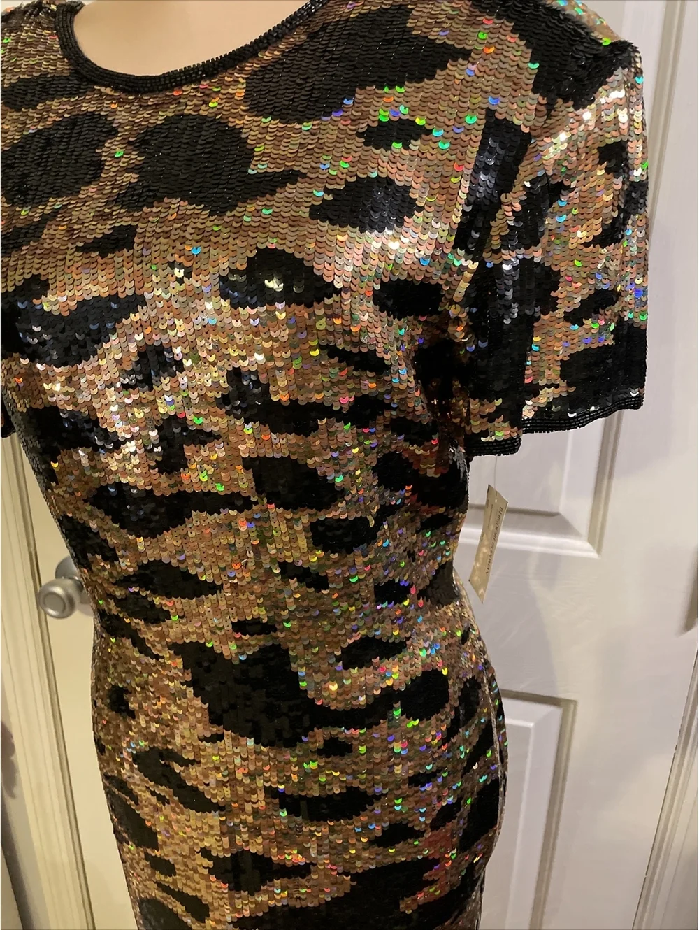 Riazee For Bergdorf Goodman Heavy Sequin Silk Dress Size 8 Vintage